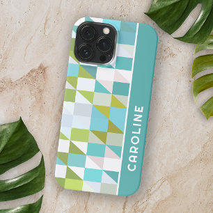 Coque Case-Mate iPhone Motif artistique personnalisé de carrés rétro, tri