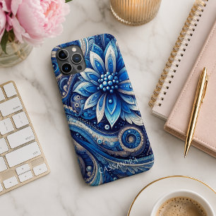 Case-Mate iPhone Case Motif artistique personnalisé de Paisley bleu fonc
