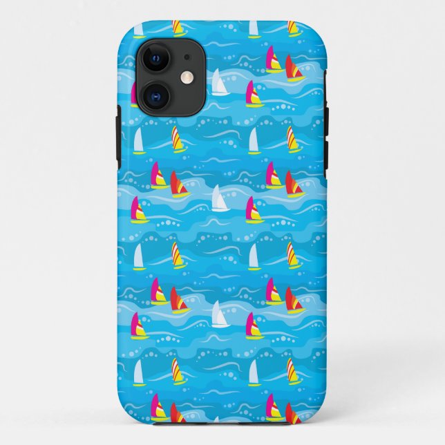Coques Case-Mate iPhone Motif au néon de yacht (Dos)