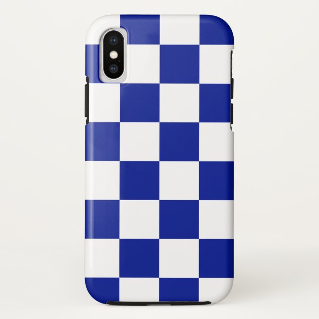 Coques Case-Mate iPhone Motif audacieux de damier de bleu royal et de (Dos)