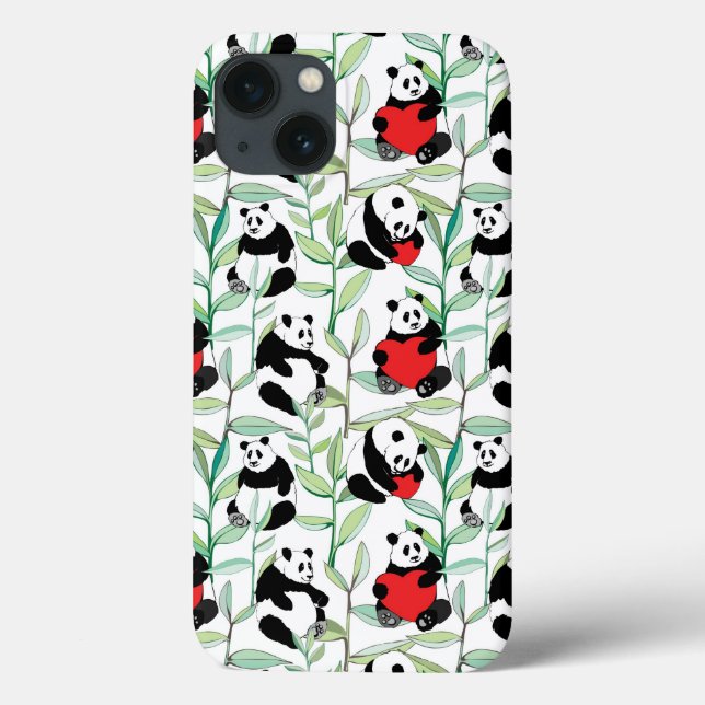 Coques Case-Mate iPhone motif aux charmants pandas au coeur (Verso)