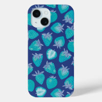 Motif aux fraises bleu