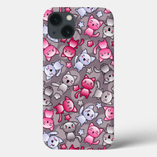 iPhone 13 Case motif avec chats kawaii doodle mignon