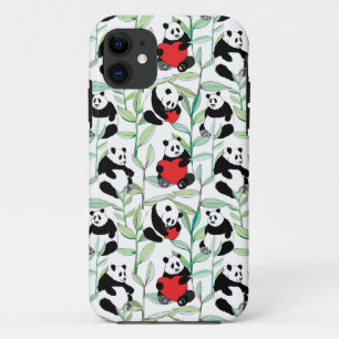 Coque Case-Mate iPhone motif avec de beaux pandas avec des coeurs