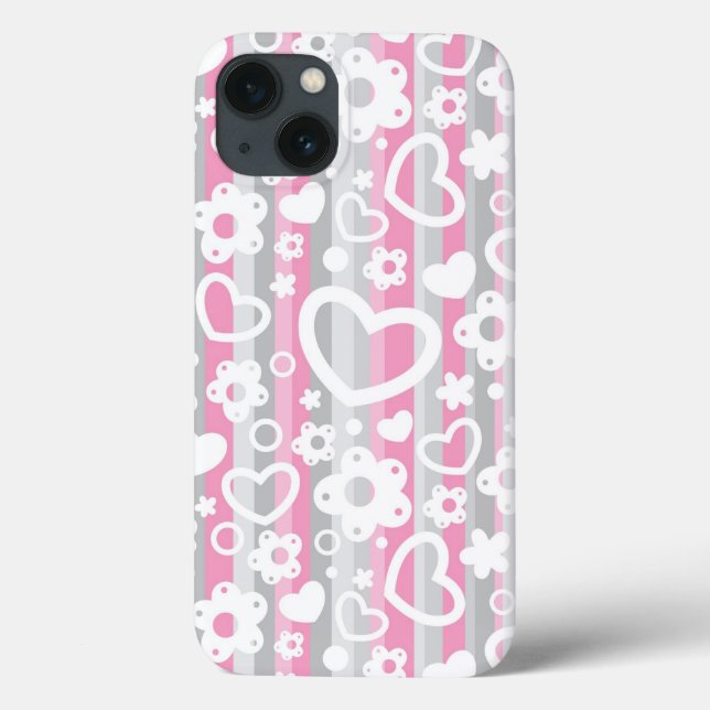 Coques Case-Mate iPhone Motif avec des coeurs et des fleurs (Verso)