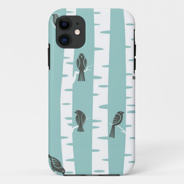 Coques Case-Mate iPhone Motif avec des oiseaux et des arbres (Dos)