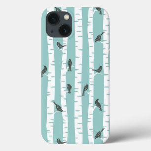 Etui iPhone 13 Motif avec des oiseaux et des arbres