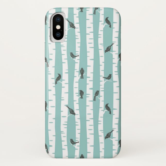 Coques Case-Mate iPhone Motif avec des oiseaux et des arbres (Dos)