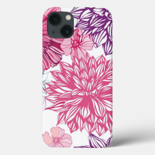 Coques Pour iPhone Motif avec les asters et le dahlia roses
