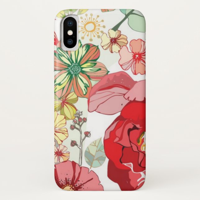 Coques Case-Mate iPhone Motif avec les fleurs rouges (Dos)