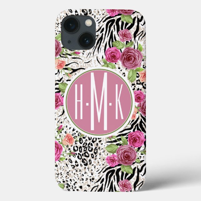 Coques Case-Mate iPhone Motif avec Poster de animal | Monogramme (Verso)