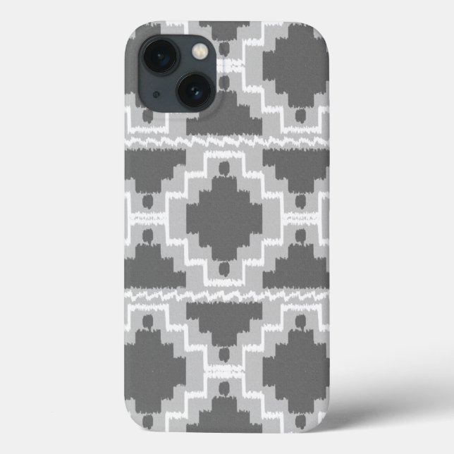 Coques Case-Mate iPhone Motif Aztec Ikat - Gris foncé et clair (Verso)
