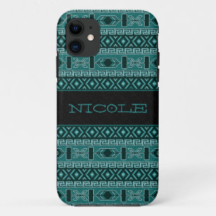 Coque Case-Mate Pour iPhone Motif Aztèque Turquoise Et Noir Personnalisé