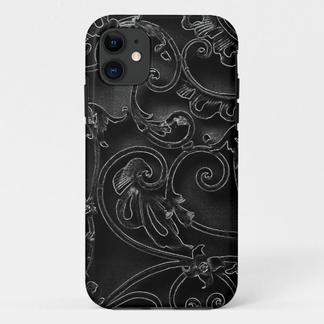 Coques Case-Mate iPhone Motif baroque gothique noir (Dos)
