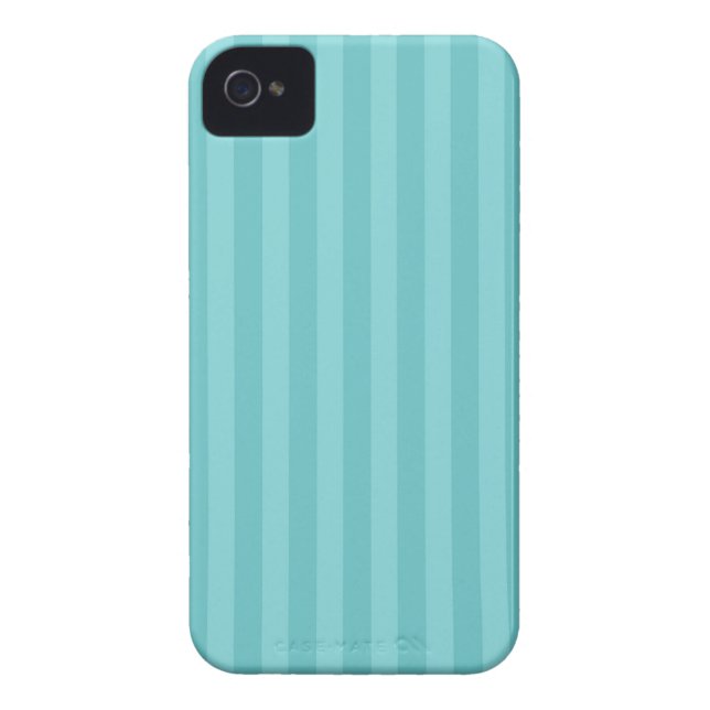 Coques Case-Mate iPhone Motif barré de rayure de rayures bleues d'Aqua (Dos)