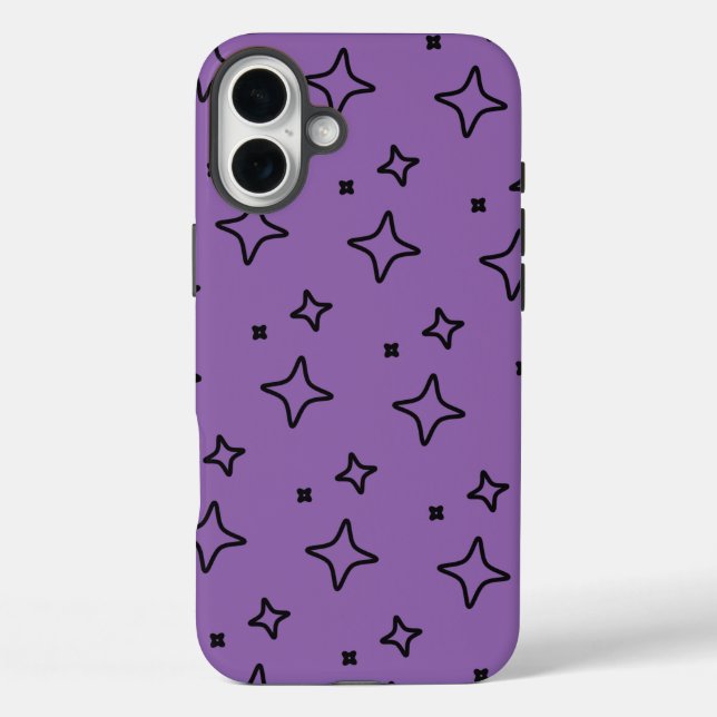 Coques Case-Mate iPhone Motif Black violet d'étoiles esthétiques (Verso)