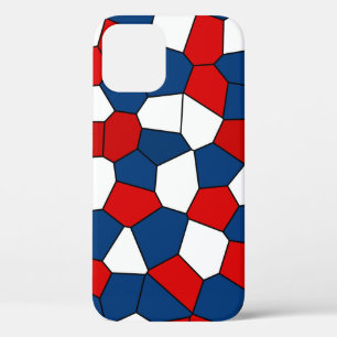 Coque iPhone 12 Motif blanc bleu rouge