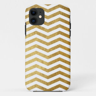 Coque Case-Mate iPhone Motif blanc de Chevron d'or