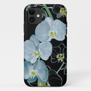 Coque iPhone 11 Motif blanc d'orchidées d'aquarelle