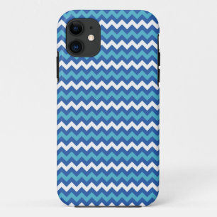 Coque iPhone 11 Motif blanc et bleu Chevron Zigzag