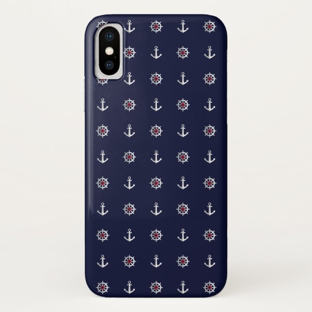 Coques Case-Mate iPhone Motif blanc et bleu rouge d'Ancre (Dos)