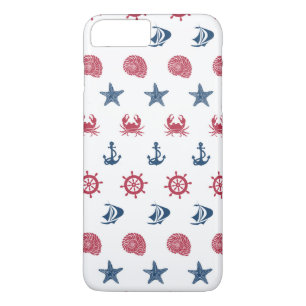 Coques Pour iPhone Motif blanc et bleu rouge de symbole de mer
