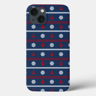 iPhone 13 Coque Motif blanc et bleu rouge d'océan