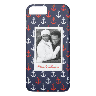Etui iPhone Case-Mate Motif blanc et bleu rouge votre photo et nom