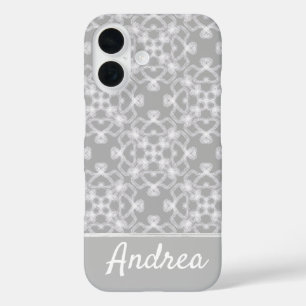 Coque Pour iPhone 16 Motif blanc et gris personnalisé