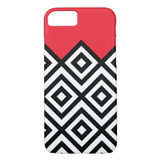 Coque iPhone 7 Motif blanc et rouge noir moderne de Chevron