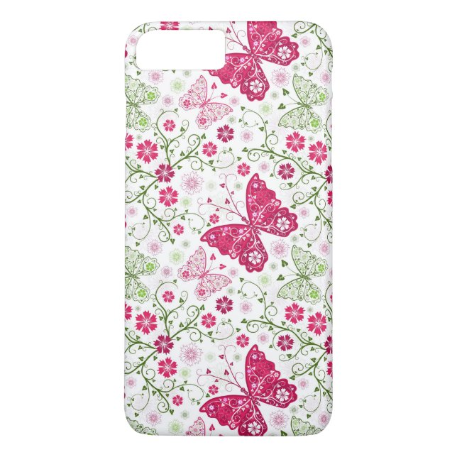 Coques Case-Mate iPhone Motif blanc floral (Dos)