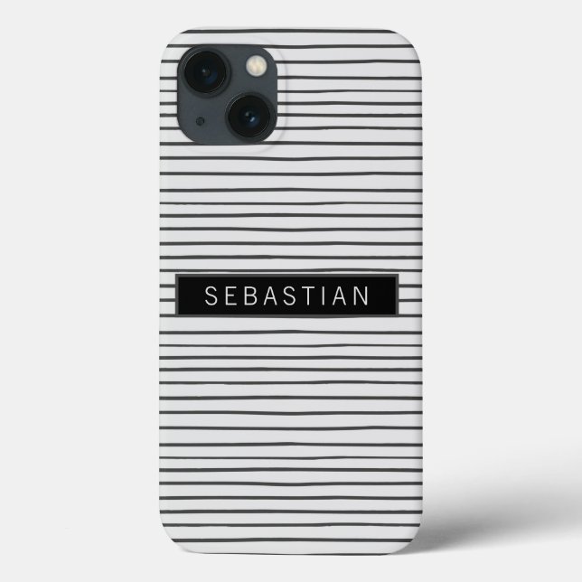 Coques Case-Mate iPhone Motif blanc gris rayé personnalisé (Verso)