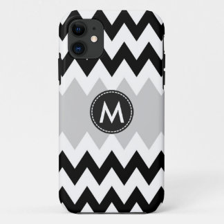 Coque Case-Mate iPhone Motif blanc noir de rayures de Chevron