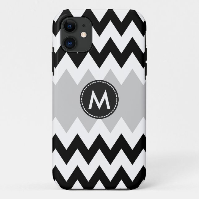Coques Case-Mate iPhone Motif blanc noir de rayures de Chevron (Dos)