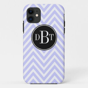 Etui iPhone Case-Mate Motif blanc pourpre lilas de Chevron d'initiales