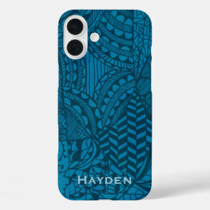 Coque Pour iPhone 16 Plus Motif bleu Abstrait personnalisé