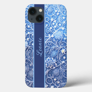 Case-Mate iPhone Case Motif bleu avec fleurs et volutes