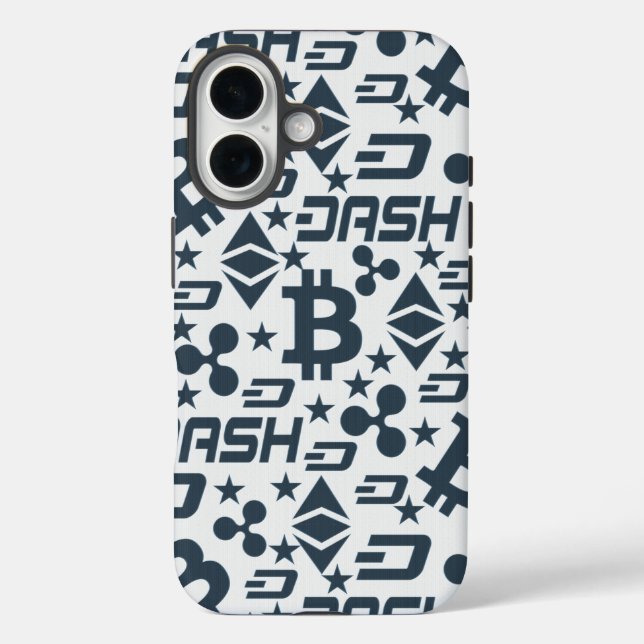 Coques Case-Mate iPhone Motif bleu crypto-monnaie (Verso)