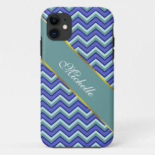 Coques Pour iPhone Motif bleu de Chevron de saphir