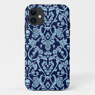 Coque Case-Mate Pour iPhone Motif bleu de damassé de crâne
