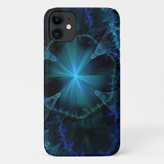 Coques Case-Mate iPhone Motif bleu de fractale (Dos)