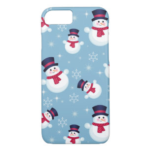 Etui iPhone Case-Mate Motif bleu de Noël avec des bonhommes de neige et