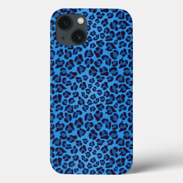 Coques Case-Mate iPhone motif bleu de texture de léopard (Verso)
