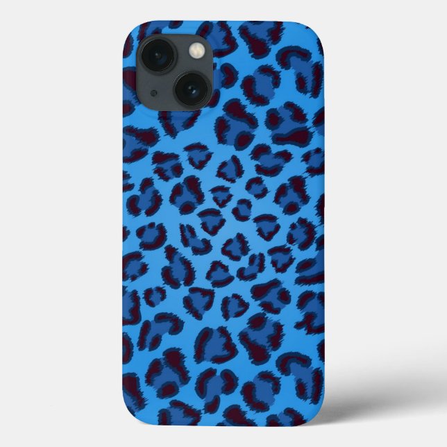 Coques Case-Mate iPhone motif bleu de texture de léopard (Verso)