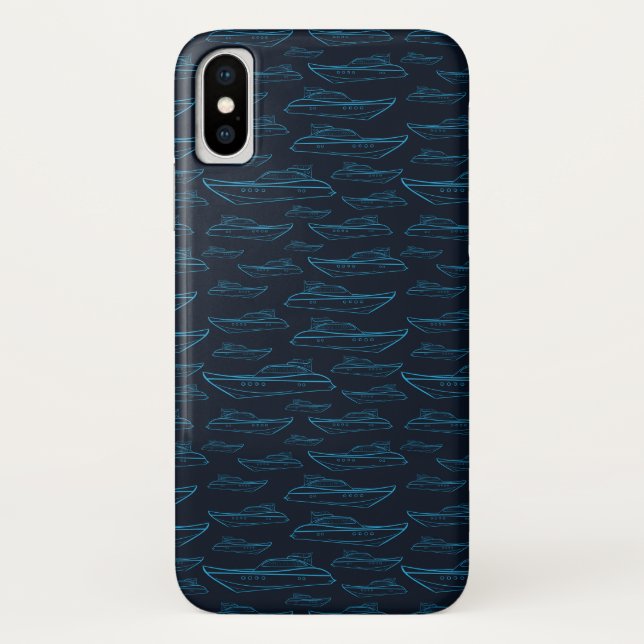 Coques Case-Mate iPhone Motif bleu de yacht (Dos)