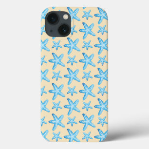 iPhone 13 Coque Motif bleu d'étoiles de mer d'aquarelle