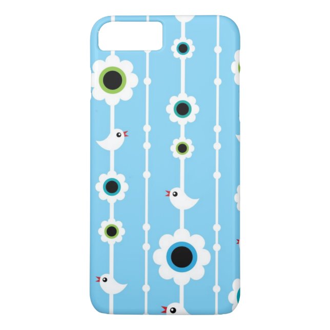 Coques Case-Mate iPhone motif bleu d'oiseau et de fleurs (Dos)
