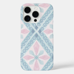 Coque iPhone 16 Pro motif bleu en forme de diamant