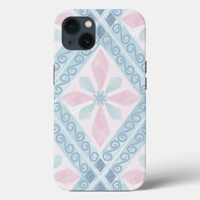 Coques Case-Mate iPhone motif bleu en forme de diamant (Verso)