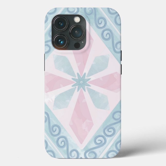 Coques Case-Mate iPhone motif bleu en forme de diamant (Verso)
